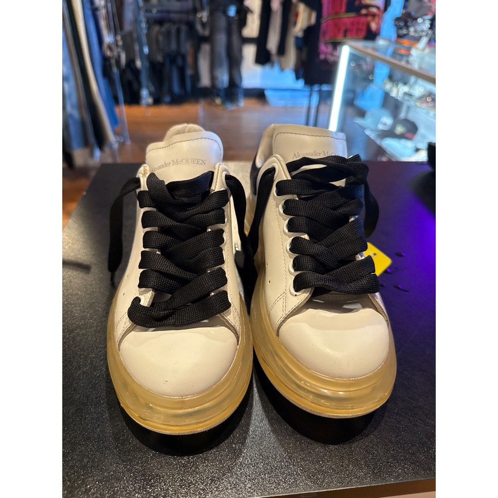 Alexander McQueen Sneakers White Black Transparent Sole 611698 Size 35.5